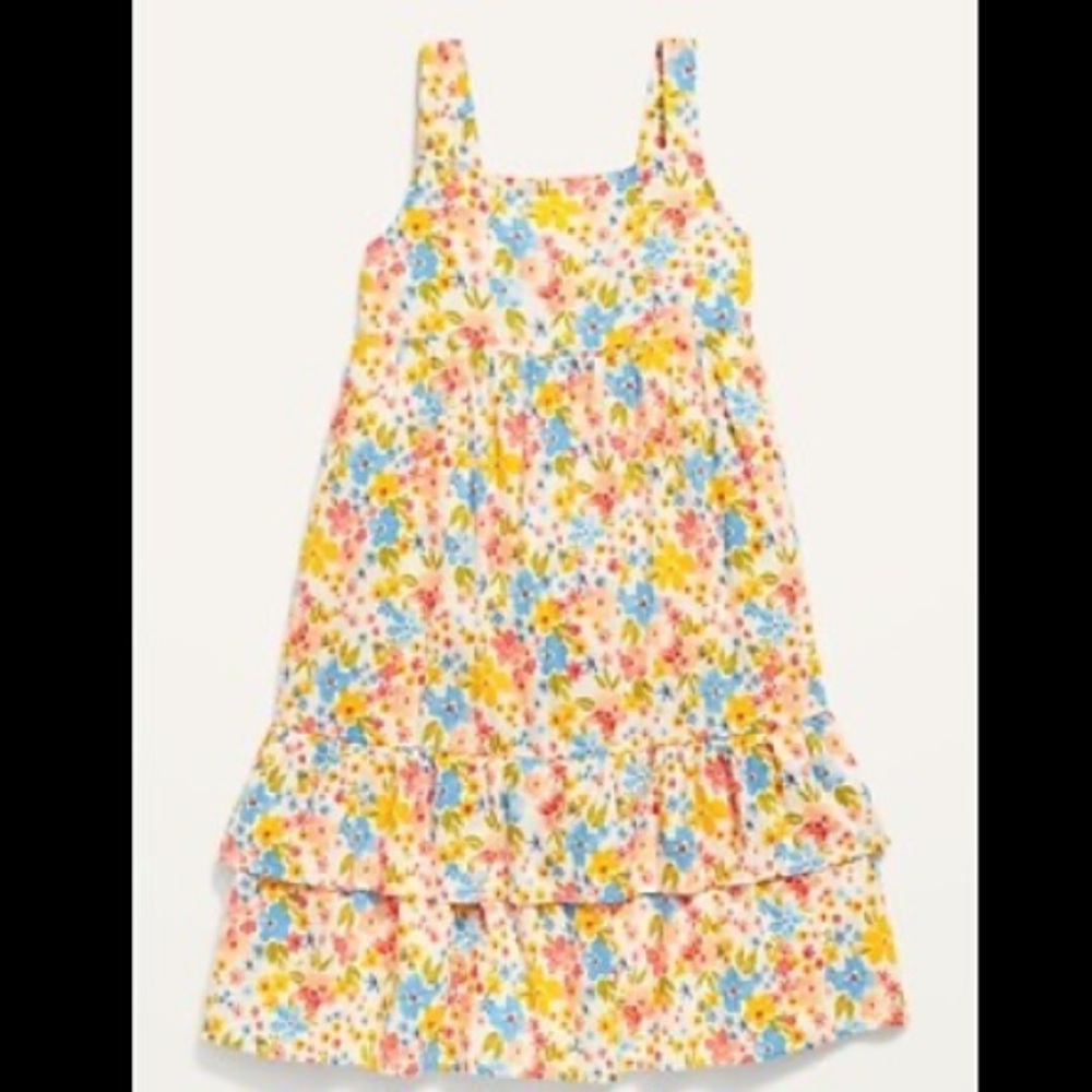 NEW - OLD NAVY Girls Printed Sleeveless Tiered All-Day Dress | 8